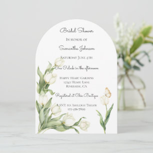 Invitación Lluvia de Novia Mariposa Tulipanes Blancos