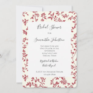 Invitación Lluvia de Novia Rosa Crema Romántica