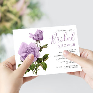 Invitación Lluvia de Novia Vintage Rústica Rosa Púrpura Polvo