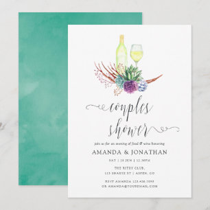 Invitación Lluvia de novios con acuarela de suculentas degust