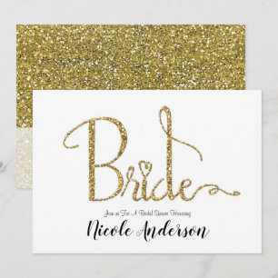 Invitación Lluvia de Oro Brillo Moderno Novia Despedida de So