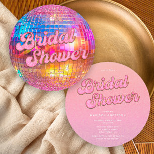 Invitación Lluvia de Oro Rosa Brillante Bola de Disco Despedi