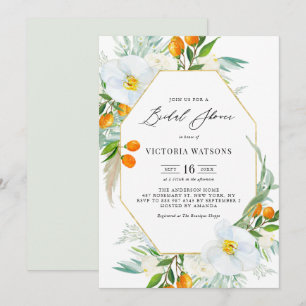 Invitación Lluvia de orquídeas y kumquats en marco para despe