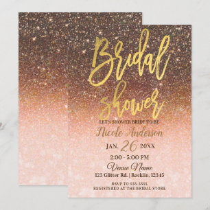 Invitación Lluvia de Otoño Brillo Dorado Papel de Estaño Desp