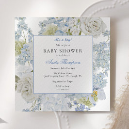 Invitación Lluvia de pañales para bebé niño con lazo floral a