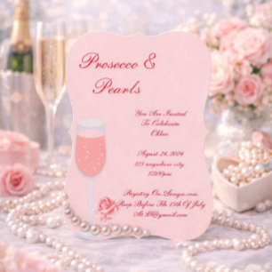 INVITACIÓN LLUVIA DE PERLAS ROSADAS Y PROSECCO PARA LA NOVIA 