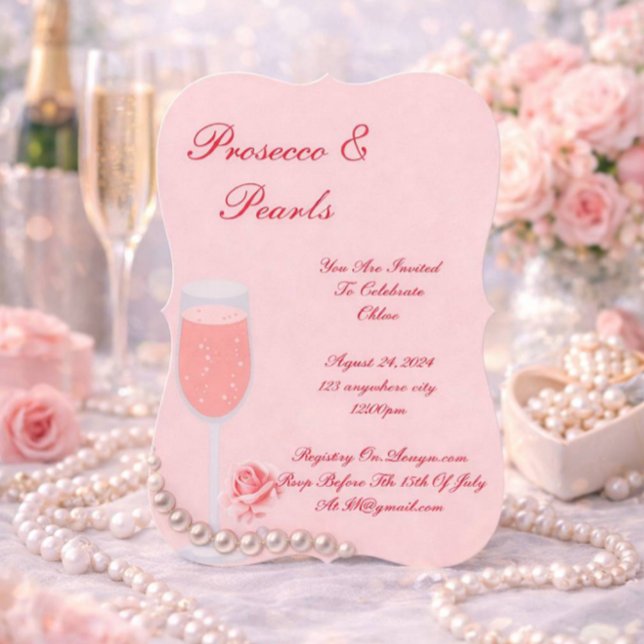INVITACIÓN LLUVIA DE PERLAS ROSADAS Y PROSECCO PARA LA NOVIA  (Subido por el creador)