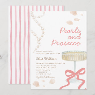 Invitación Lluvia de Perlas y Prosecco Rosa Coquette Despedid