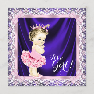Invitación Lluvia de Princesa Morada y Rosa Bailarina de Tutú