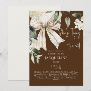 Invitación Lluvia de Regalos Bodas Hortensia Marrón Atando el