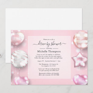 Invitación Lluvia de Regalos con Rosa y Dorado