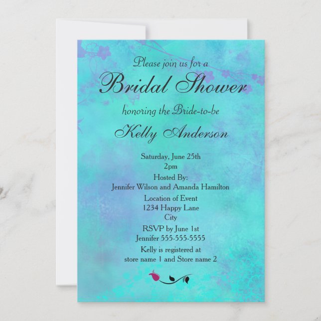 Invitación Lluvia de regalos de boda abstracta brumosa turque (Anverso)