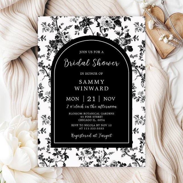 Invitación Lluvia de Regalos de Boda Chinoiserie Antiguo Negr (Subido por el creador)
