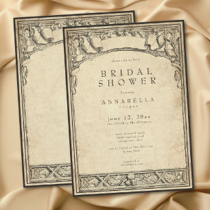 Invitación Lluvia de Regalos de Boda con Arco Medieval Vintag