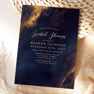 Invitación Lluvia de Regalos de Boda con Caligrafía en Azul M