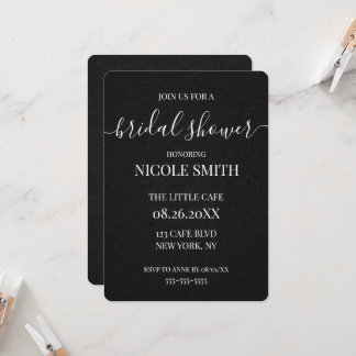 Invitación Lluvia de Regalos de Boda con Textura Negra