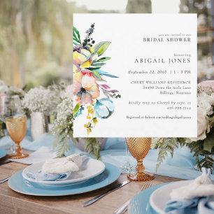 Invitación Lluvia de Regalos de Boda Cuadrada Floral Colorida