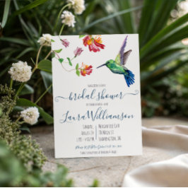 Invitación Lluvia de Regalos de Boda de Colibrí en Acuarela d