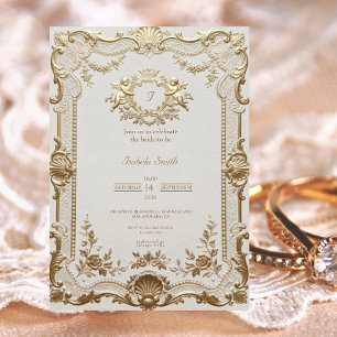 Invitación Lluvia de regalos de boda de encaje francés elegan