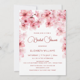 Invitación Lluvia de regalos de boda de flor de cerezo en acu