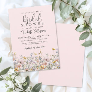 Invitación Lluvia de Regalos de Boda de Flor Silvestre Rosa S