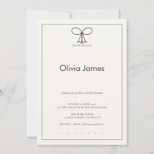 Invitación Lluvia de Regalos de Boda de Lazo Negro Marfil Mod