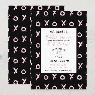 Invitación Lluvia de regalos de boda de moda Negros y rosas b