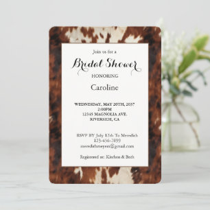 Invitación Lluvia de Regalos de Boda en Cuero de Vaca Crema M