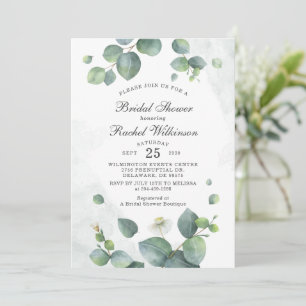 Invitación Lluvia de Regalos de Boda Eucalipto Verde Suculent