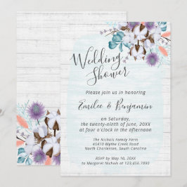 Invitación Lluvia de Regalos de Boda Floral de Algodón del Pa