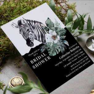 Invitación Lluvia de regalos de boda floral safari cebra acua