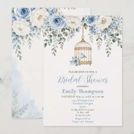 Invitación Lluvia de Regalos de Boda Jaula de Pájaros Floral