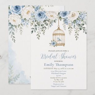 Invitación Lluvia de Regalos de Boda Jaula de Pájaros Floral