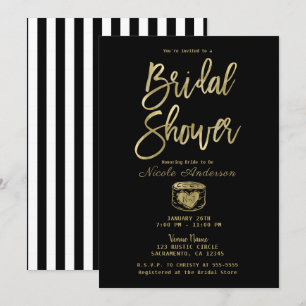 Invitación Lluvia de Regalos de Boda Rústica de Rayas Blancas