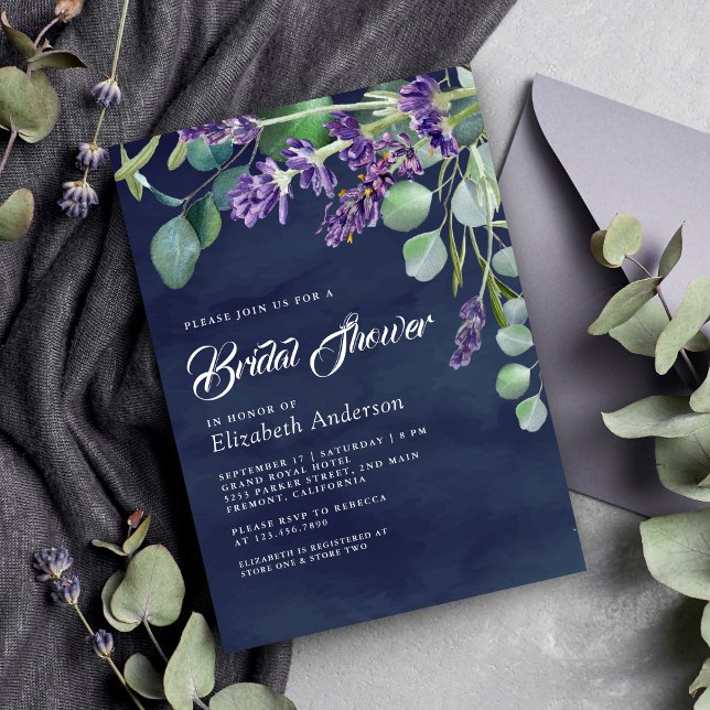 Invitación Lluvia de Regalos de Boda Rústica Lavanda Eucalipt (Subido por el creador)