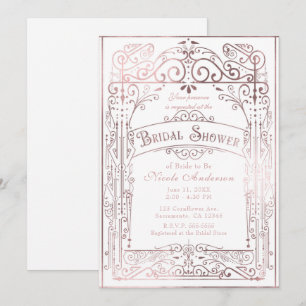 Invitación Lluvia de Regalos de Boda Vintage Victoriana en Bl