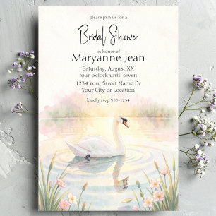 Invitación Lluvia de regalos de cisne de acuarela para boda r