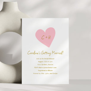 Invitación Lluvia de Regalos Minimalista Corazón Rosa Amor In