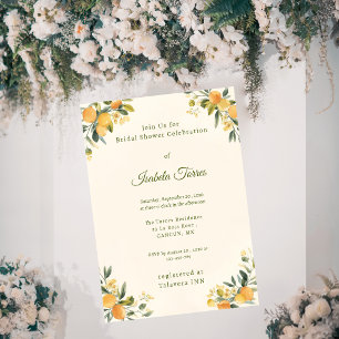 Invitación Lluvia de Regalos Nupcial Botánico de Cítricos Med
