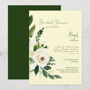 Invitación Lluvia de Regalos Nupcial Floral Amarillo y Verde