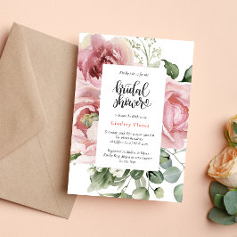 Invitación Lluvia de Regalos Nupciales Acuarela Floral Rosa M