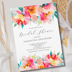 Invitación Lluvia de Regalos Nupciales con Aquarela Floral Ro
