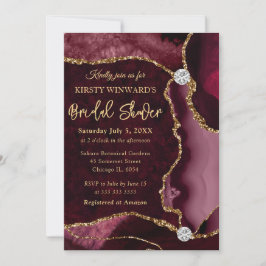 Invitación Lluvia de Regalos Nupciales con Falso Brillo Rojo 