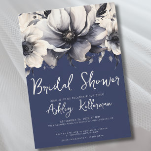 Invitación Lluvia de Regalos Nupciales con Flores Azules Mari