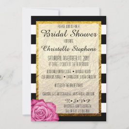 Invitación Lluvia de Regalos Nupciales con Rosa Moderno y Hoj