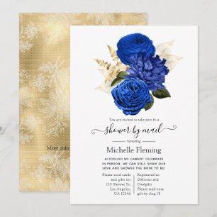 Invitación Lluvia de Regalos Nupciales de Flores Azules Reale