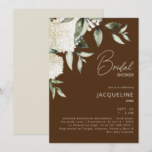 Invitación Lluvia de Regalos Nupciales de Hortensias Marrones