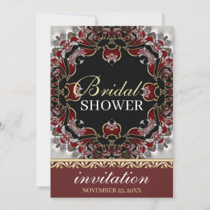Invitación Lluvia de Regalos Nupciales de Seda Roja Profunda