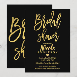 Invitación LLUVIA DE REGALOS NUPCIALES Elegante Hoja de Oro N
