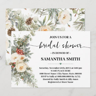 Invitación Lluvia de Regalos Nupciales Floral Blanco de Invie